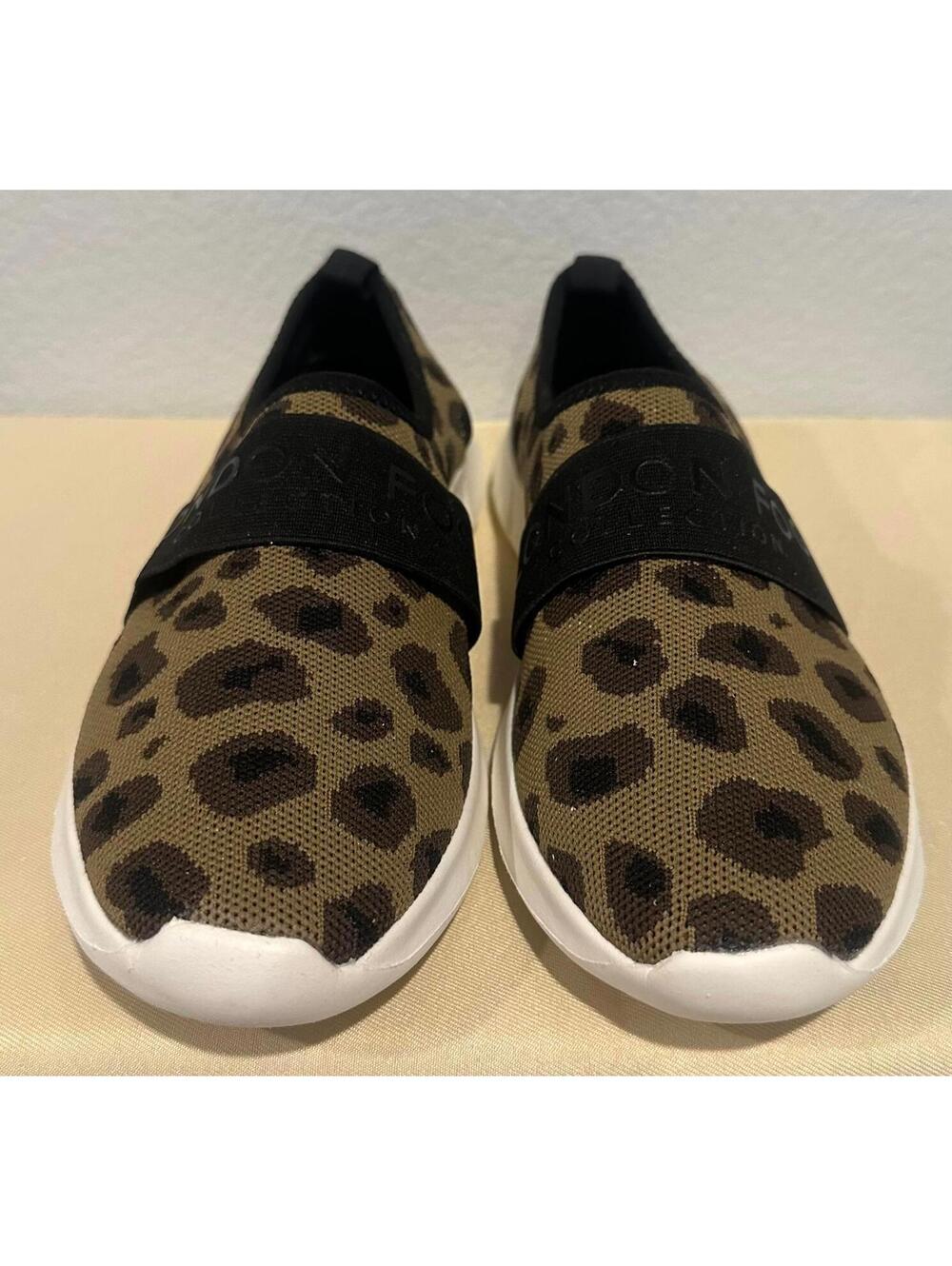 New London Fog Kissa Leopard Knit Shoe Women's Size 8.5